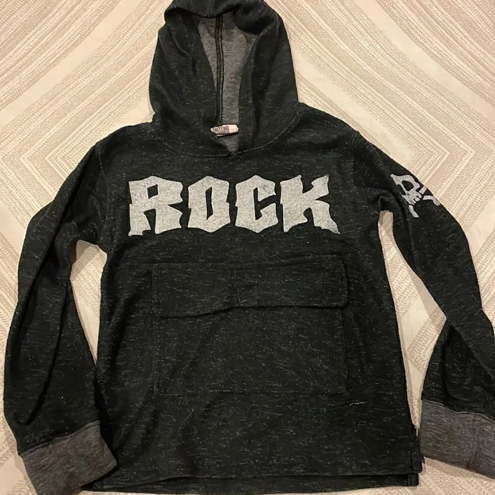Wes and Willy Two Tone Grey Hooded ‘Rock’ Sweatshirt